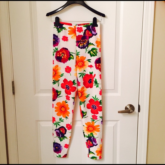 Floral Print Nylon Leggings M