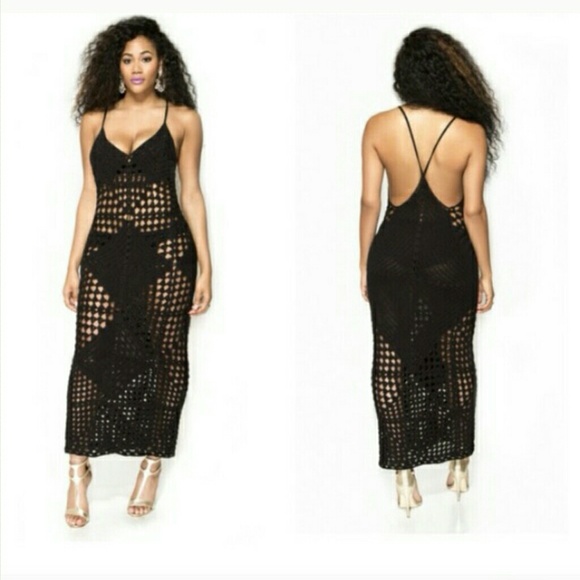 Black crochet dress