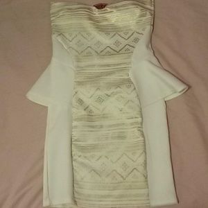 White & Gold Peplum Dress