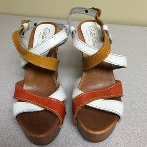 Carlo Pera Leather Italian Orange,White,Tan straps