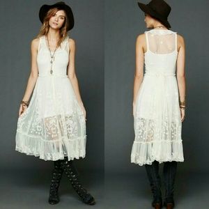 Free People
 Embroidered Button Front Slip ivory