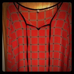 Size 18 orange & navy sheer blouse