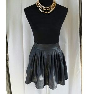 Faux Leather Pleated Skirt