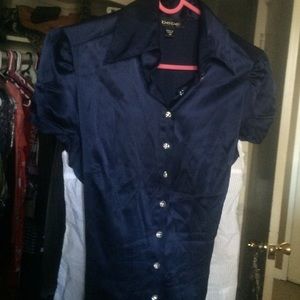 Satin Navy blue Bebe top