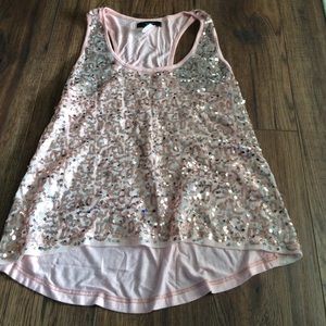 Pink sequin razorback tank