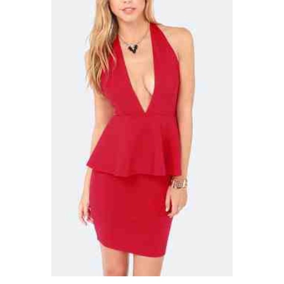 Red sexy peplum dress