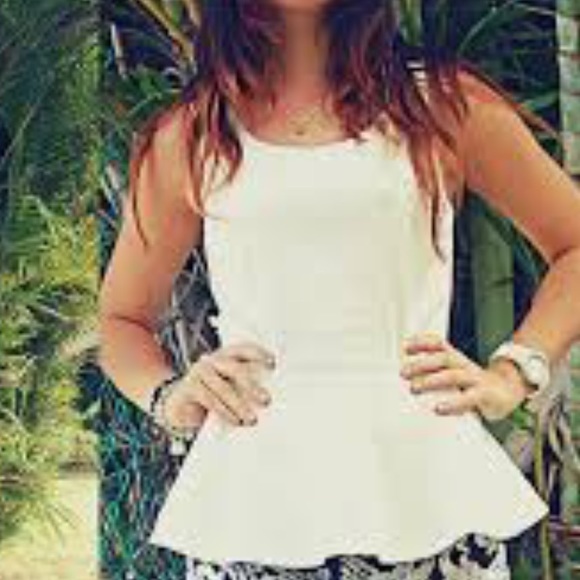 Cream color lace peplum top