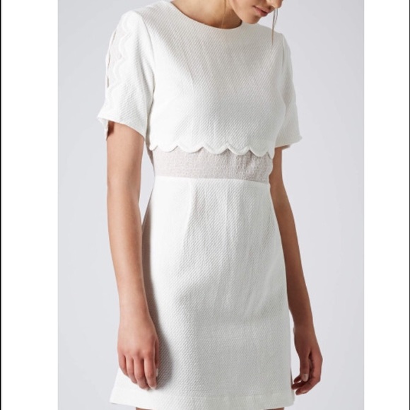HOLD Topshop White Scallop Trim Shiff