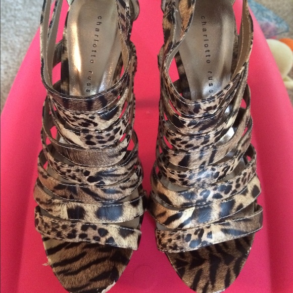 Animal Print slip on strappy shoes
