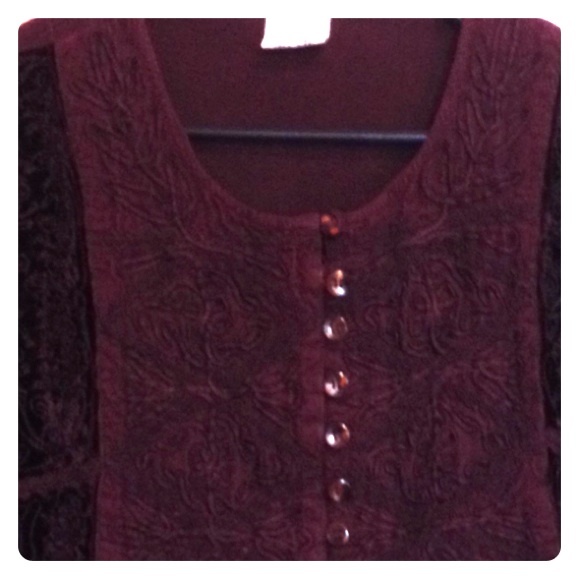 Brown brocade button up top
