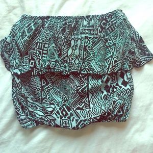 Teal and black crop top