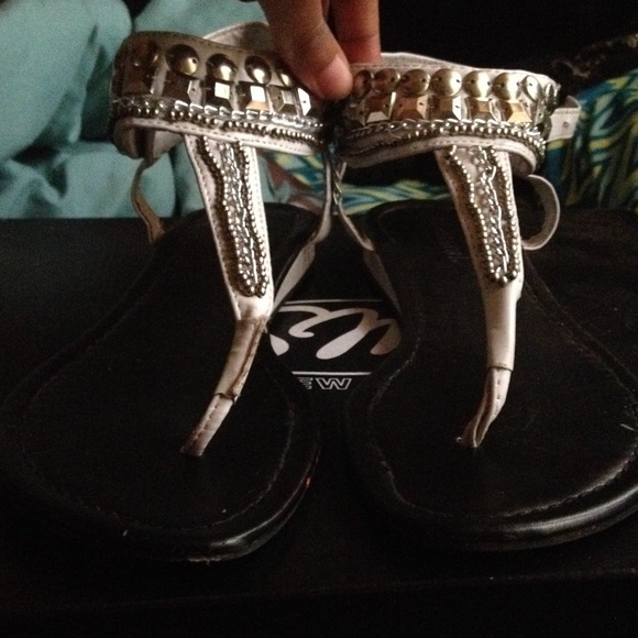 White studded sandals