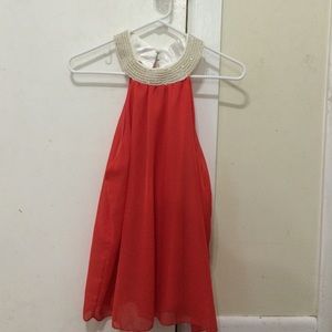 Red orange chiffon blouse