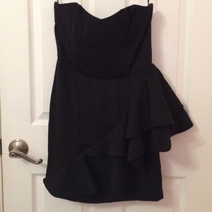 LBD Strapless Black Dress w/ruffles on side.