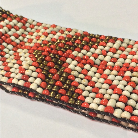 Cocobelle Feather Print Beaded Belt