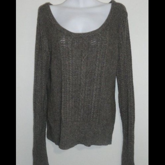 Taupe sweater with tan elbow patches