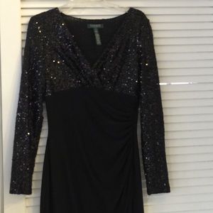 Ralph Lauren Sequined Black Cocktail Dress.