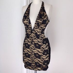 Mark Wong Nark, black lace & nude dress