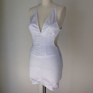 Mark Wong Nark deep v & backless white dress