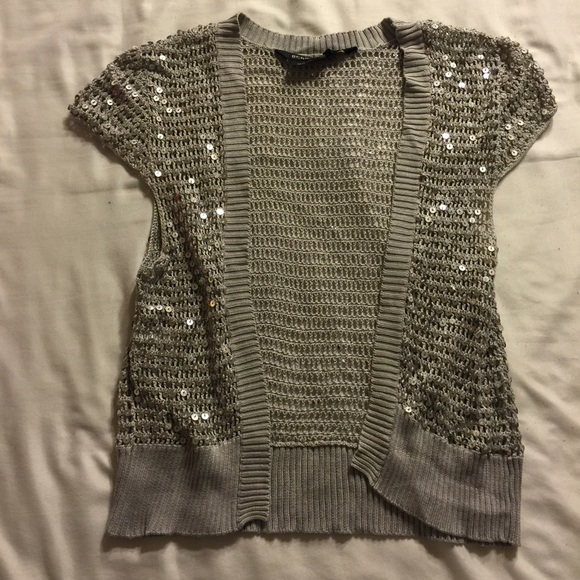 BCBG silver sequin bolero or shrug - Picture 2 of 2