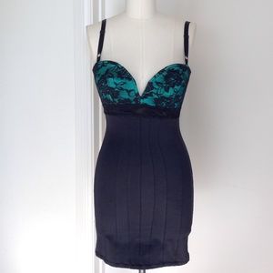 Mark Wong Nark deep green & black lace dress