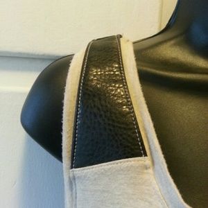 Beige tank with real-look brown leather detail