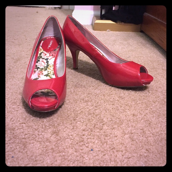 Red Peeptoe Heels