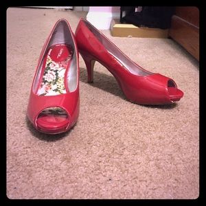 Red Peeptoe Heels