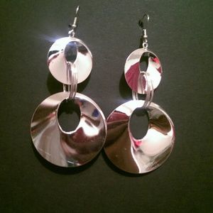 Silver Circle Dangle Earrings