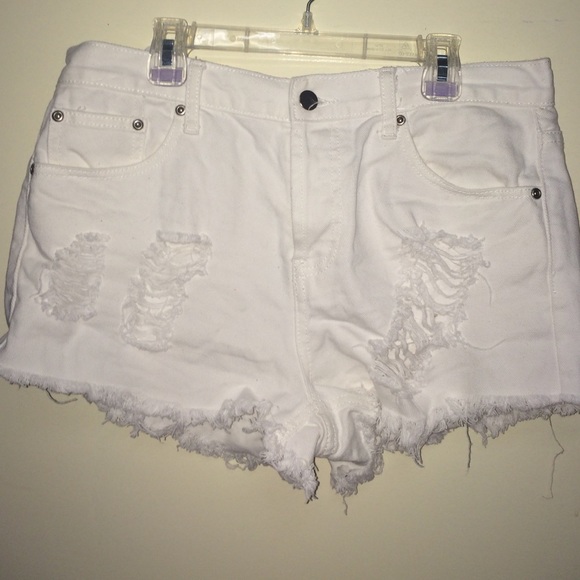 REDUCED! White Distressed High waisted shorts