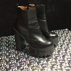 Cleated Sole Platform Heel Boot