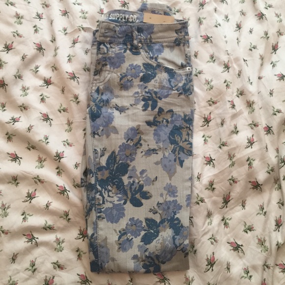 Target floral denim skinny jeans