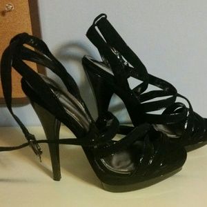 Strappy black heels