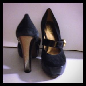 Black Coach suede Mary Jane shoes