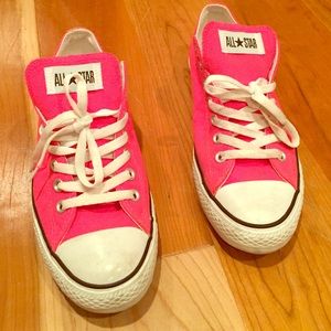 Pink and white converse