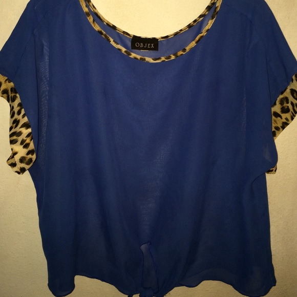 Blue Shirt with cheetah print