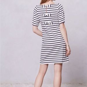 Anthropologie Triple Bow Back Striped Dress