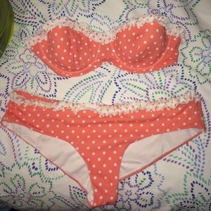 Peach polka dot bathingsuit