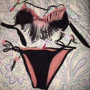 Tassel black & pink bathingsuit