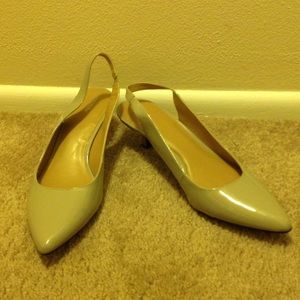 Nude sling back kitten heels -New