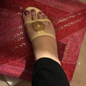 Dress barn sandal pale yellow with beading