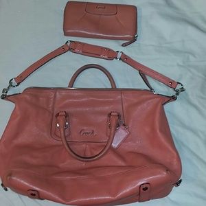 Coach Orange Satchel w/ shoulder strap & wallet