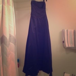 Long Navy David's Bridal Bridesmaid Dress