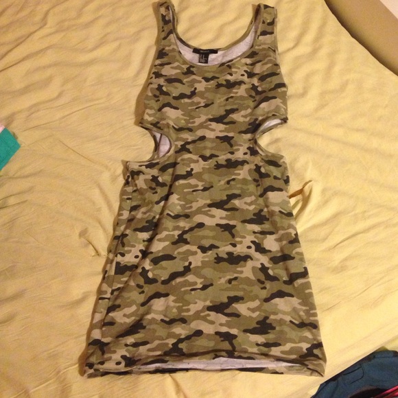 forever 21 camo print cutout dress