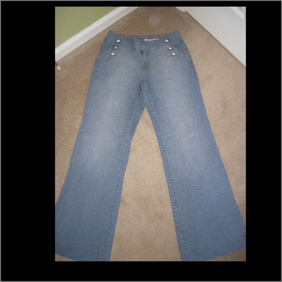 Wide leg pin stripe denim