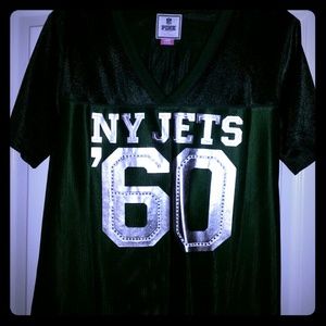Victoria's Secret pink NY Jets bling Jersey Sz L