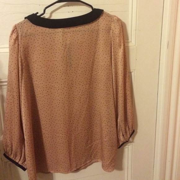Ann Taylor Loft Pink Silky Blouse with Dots-SIZE L - Picture 3 of 3