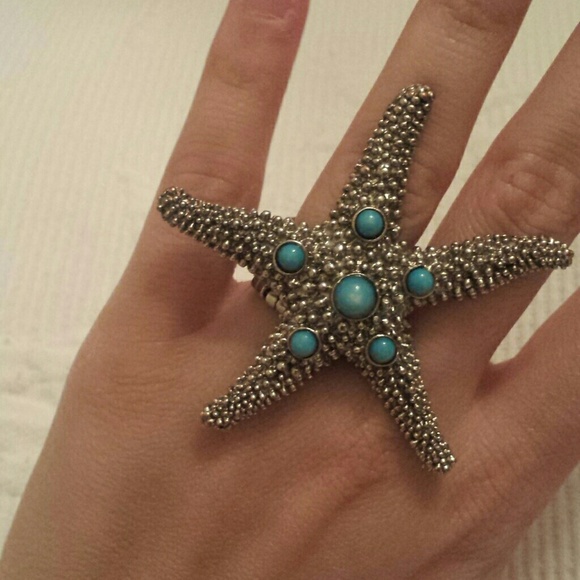 Starfish ring with  turqouise stones
