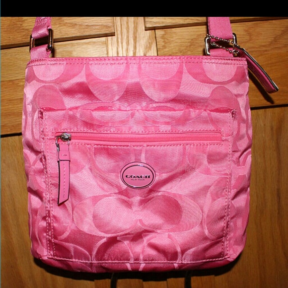 Coach pink nylon cross body!