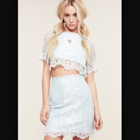 For Love and Lemons Wild Flower skirt in mint